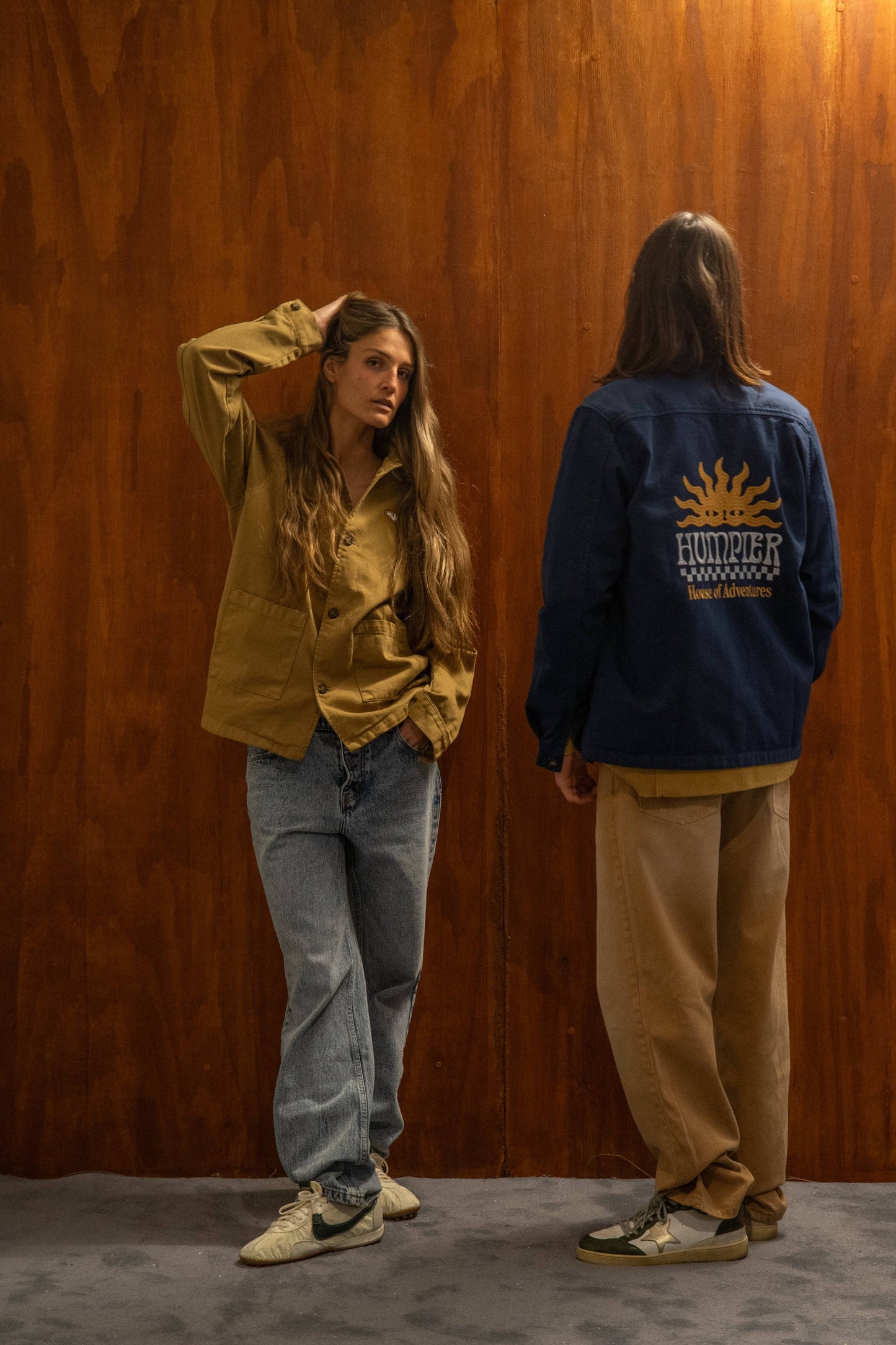 Giacca overshirt blu in cotone biologico