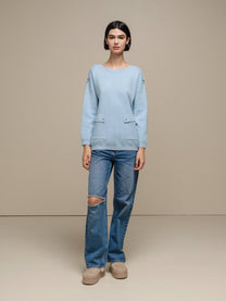 Maglione donna in maglia con tasche applicate