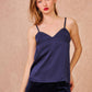 Top in raso con pizzo Faro