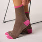 Calzini glitterati vintage in cotone pettinato marrone