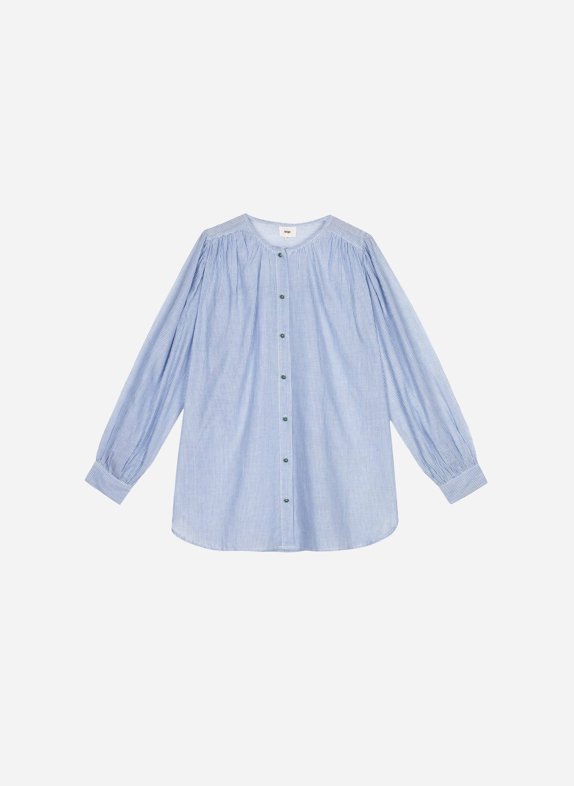Blusa Sajona a righe blu