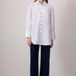 Camicia oversize in popeline bianco con colletto e polsini in paillettes