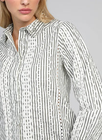 Camicia Seliana a righe écru in cotone