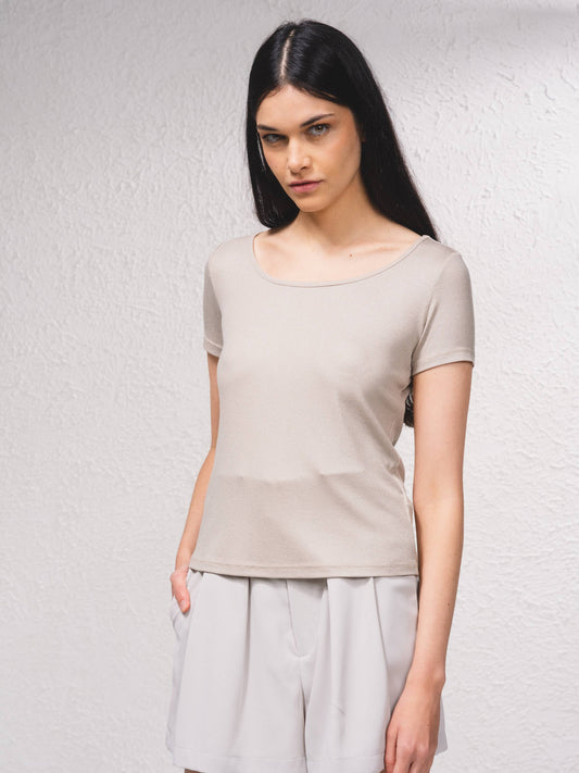 T-shirt basic in viscosa a girocollo
