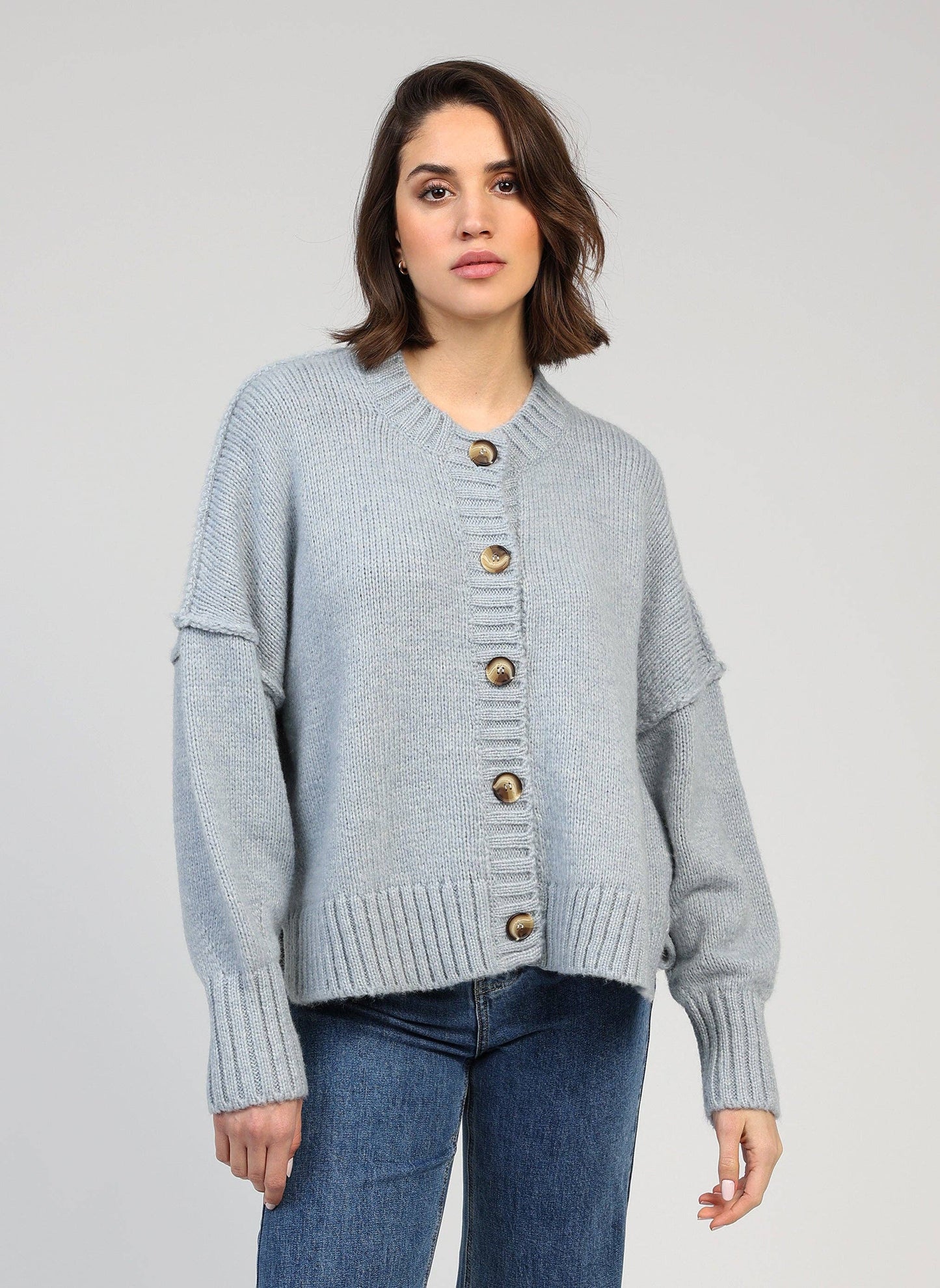 Cardigan in maglia spessa color cielo