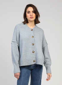 Cardigan in maglia spessa color cielo