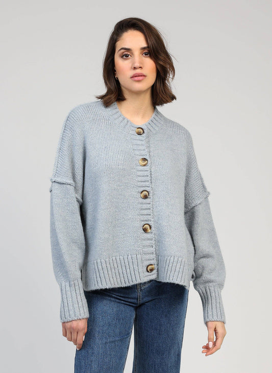 Cardigan in maglia spessa color cielo