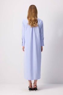 Abito camicia maxi a righe con ricamo floreale