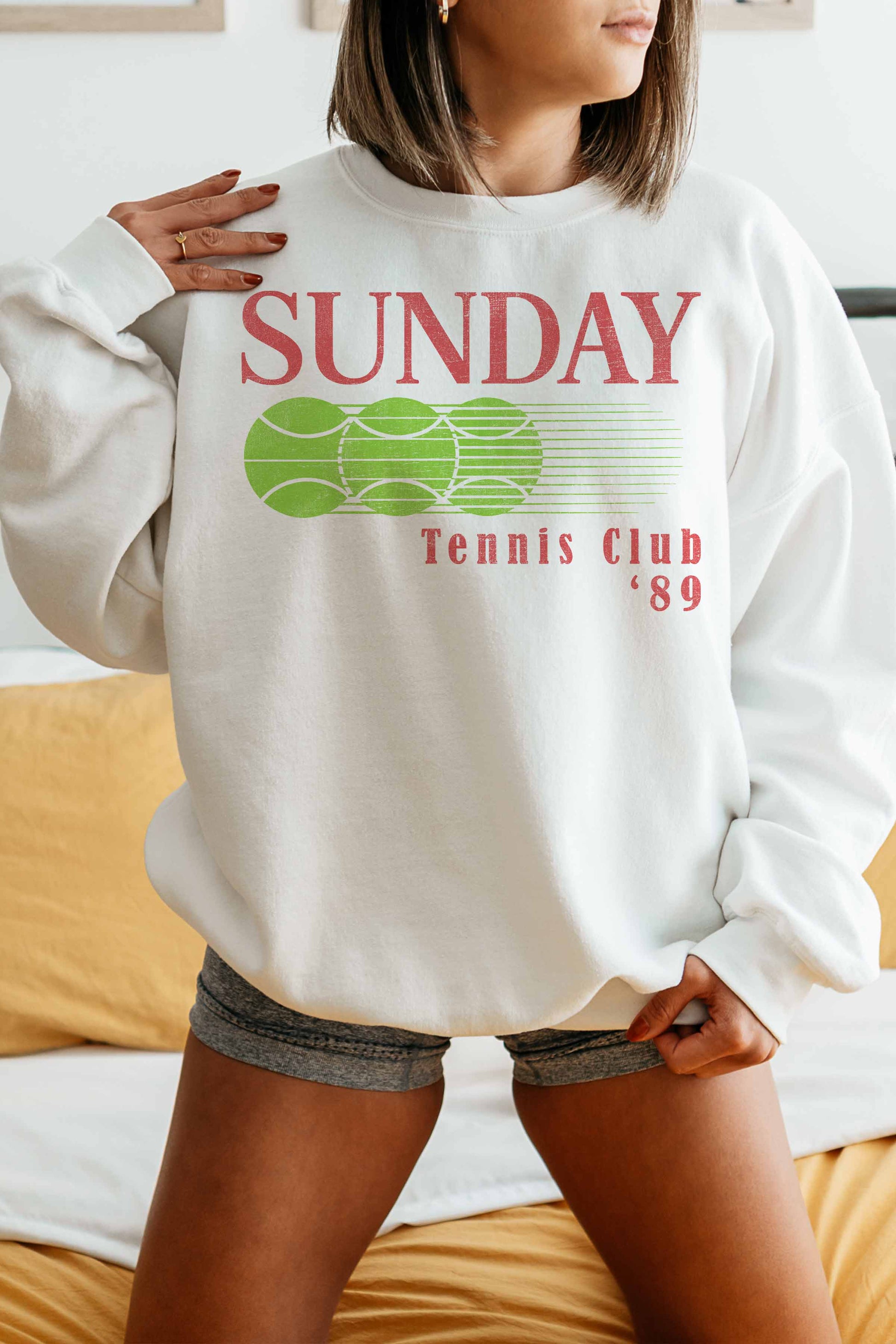 Felpa oversize grafica tennis "Sunday"