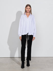 Blusa chic in cotone e tessuto SMF color perla