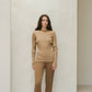 Maglione girocollo a costine in lana merino extra fine