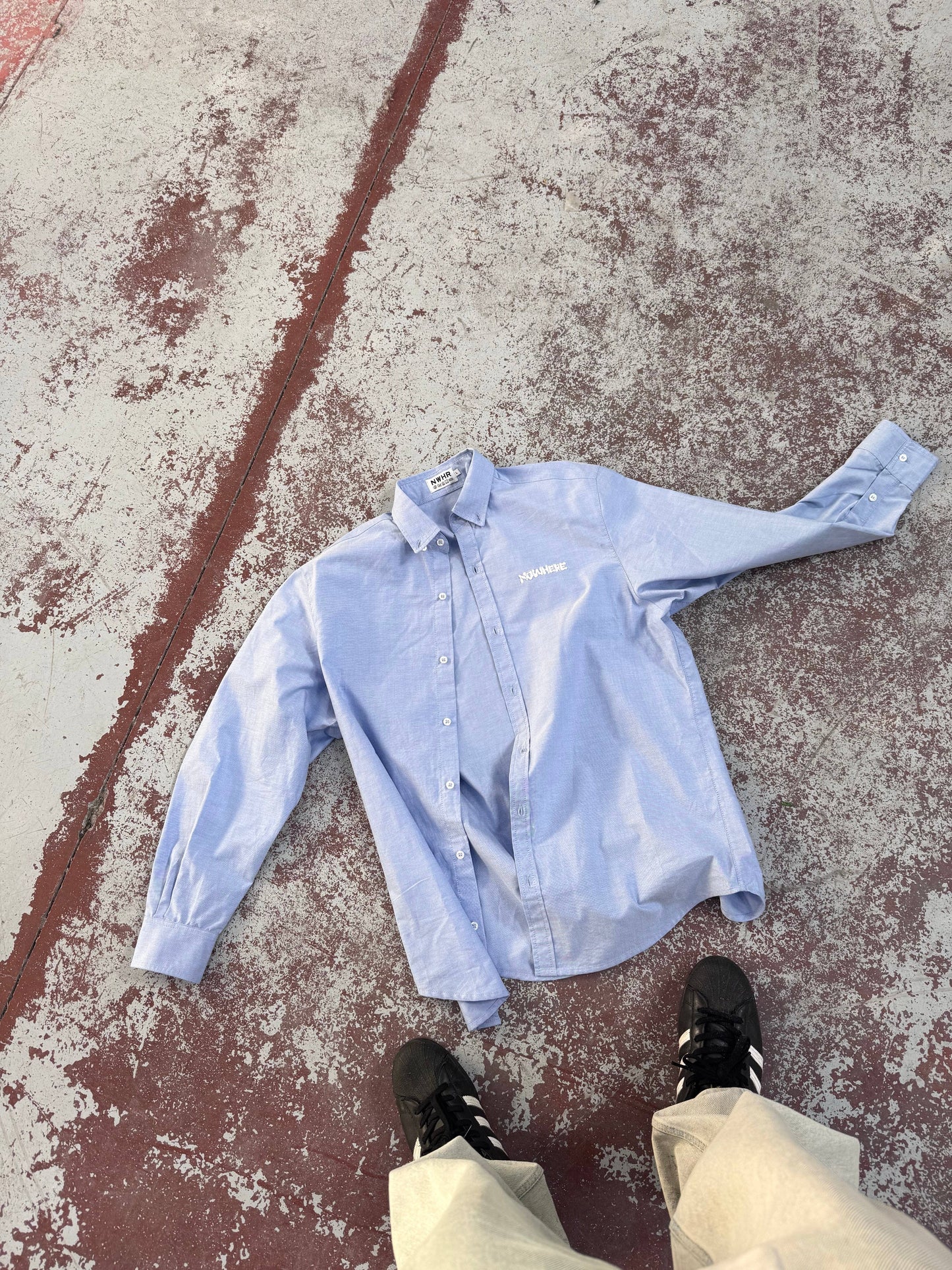 Camicia oversize in twill blu