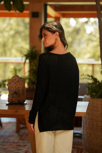 Maglia in viscosa girocollo nera