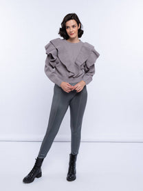 Maglione donna in maglia con maxi balze