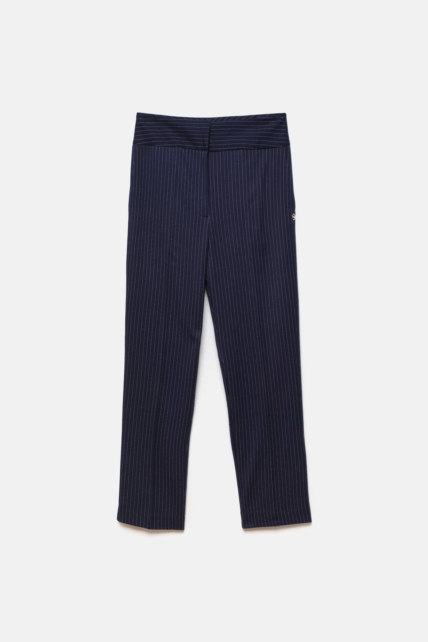 Pantaloni gessati a gamba dritta