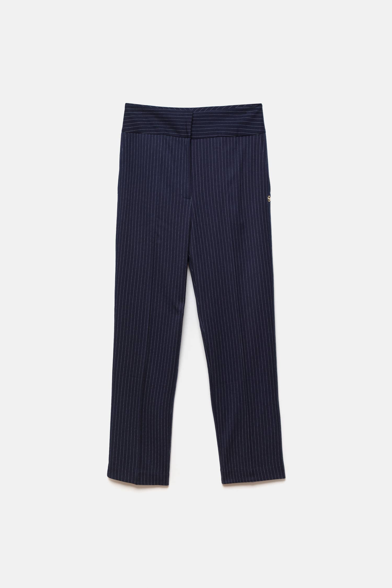 Pantaloni gessati a gamba dritta