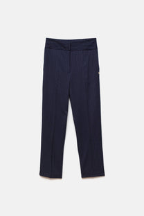 Pantaloni gessati a gamba dritta