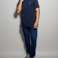 T-shirt blu antimacchia in cotone elasticizzato