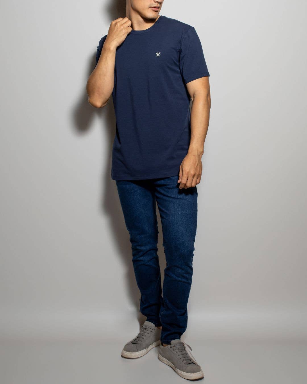 T-shirt blu antimacchia in cotone elasticizzato