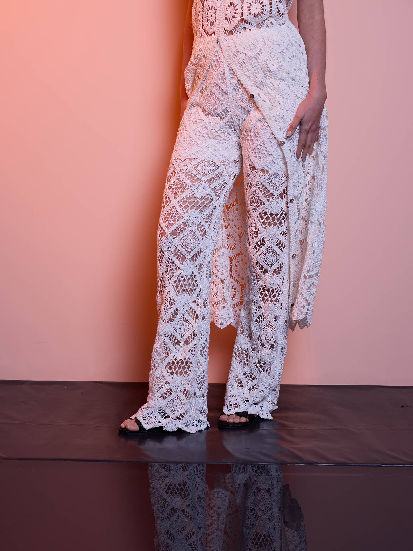 Pantaloni in pizzo crochet 100% cotone