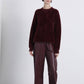 Maglione girocollo effetto peluche bordeaux