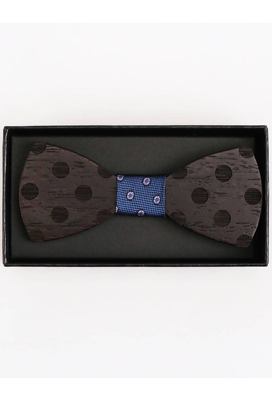 Papillon in legno con fazzoletto da taschino coordinato