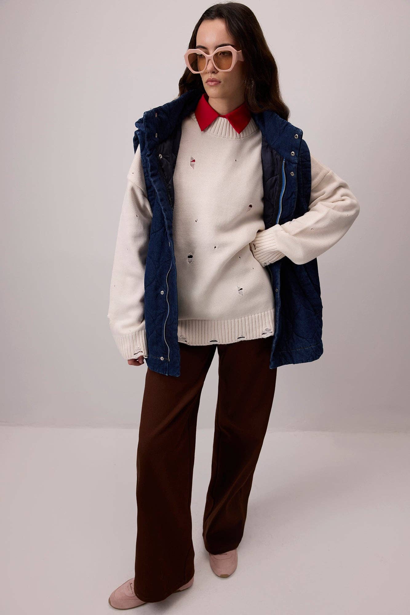 Maglione in maglia effetto vintage con dettagli distressed