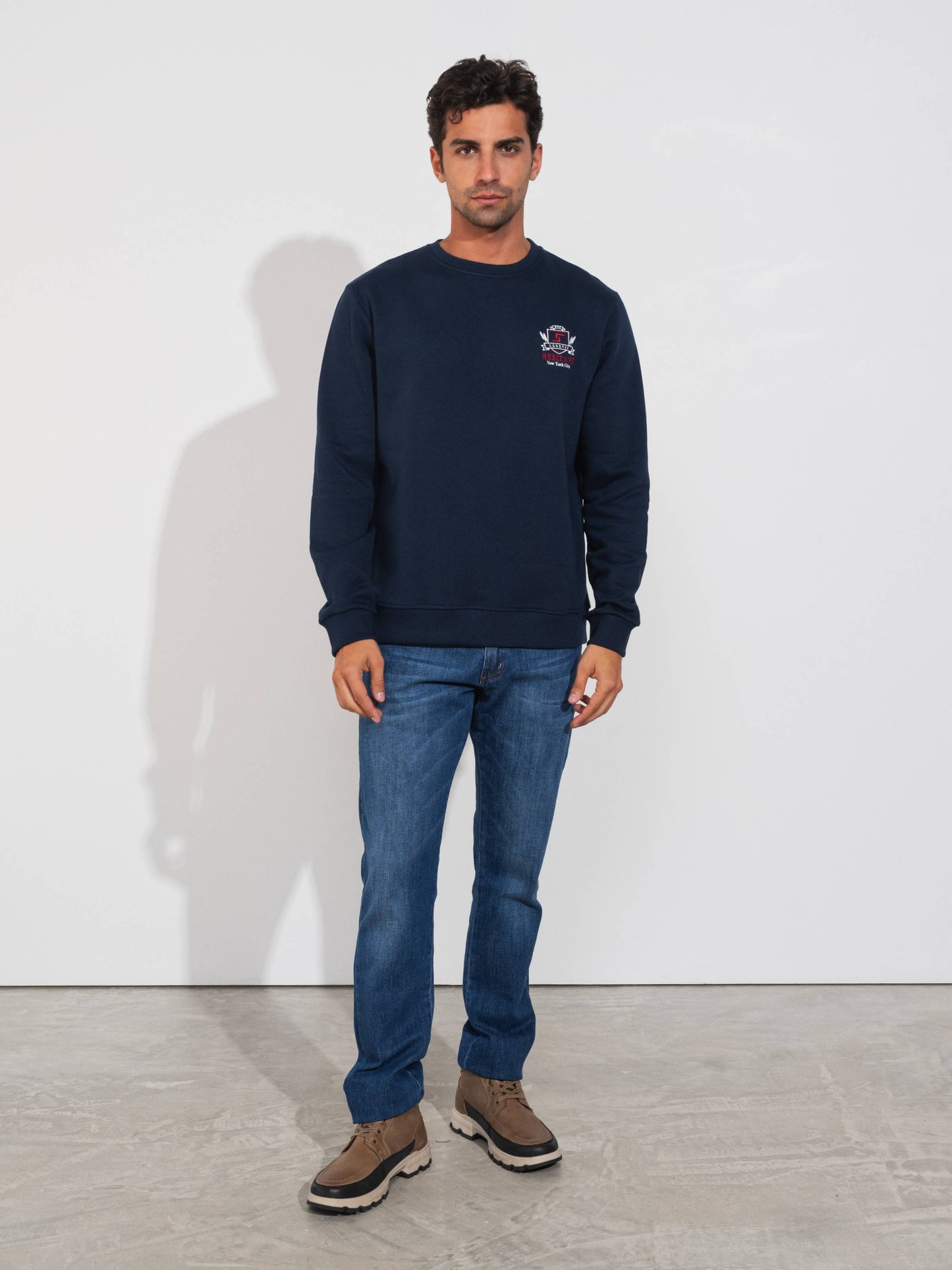 Felpa girocollo uomo in cotone misto con logo