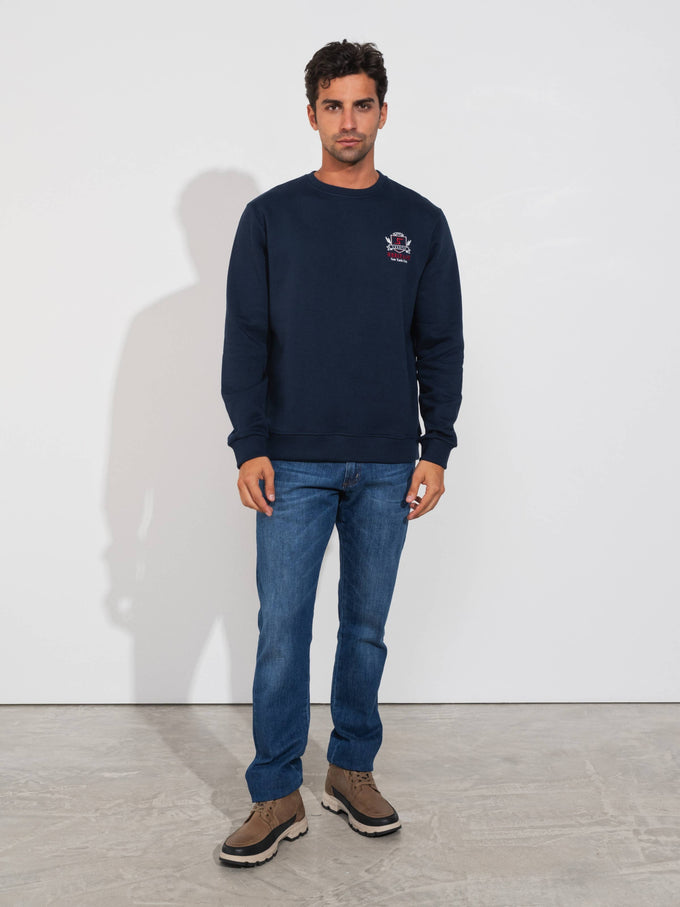 Felpa girocollo uomo in cotone misto con logo