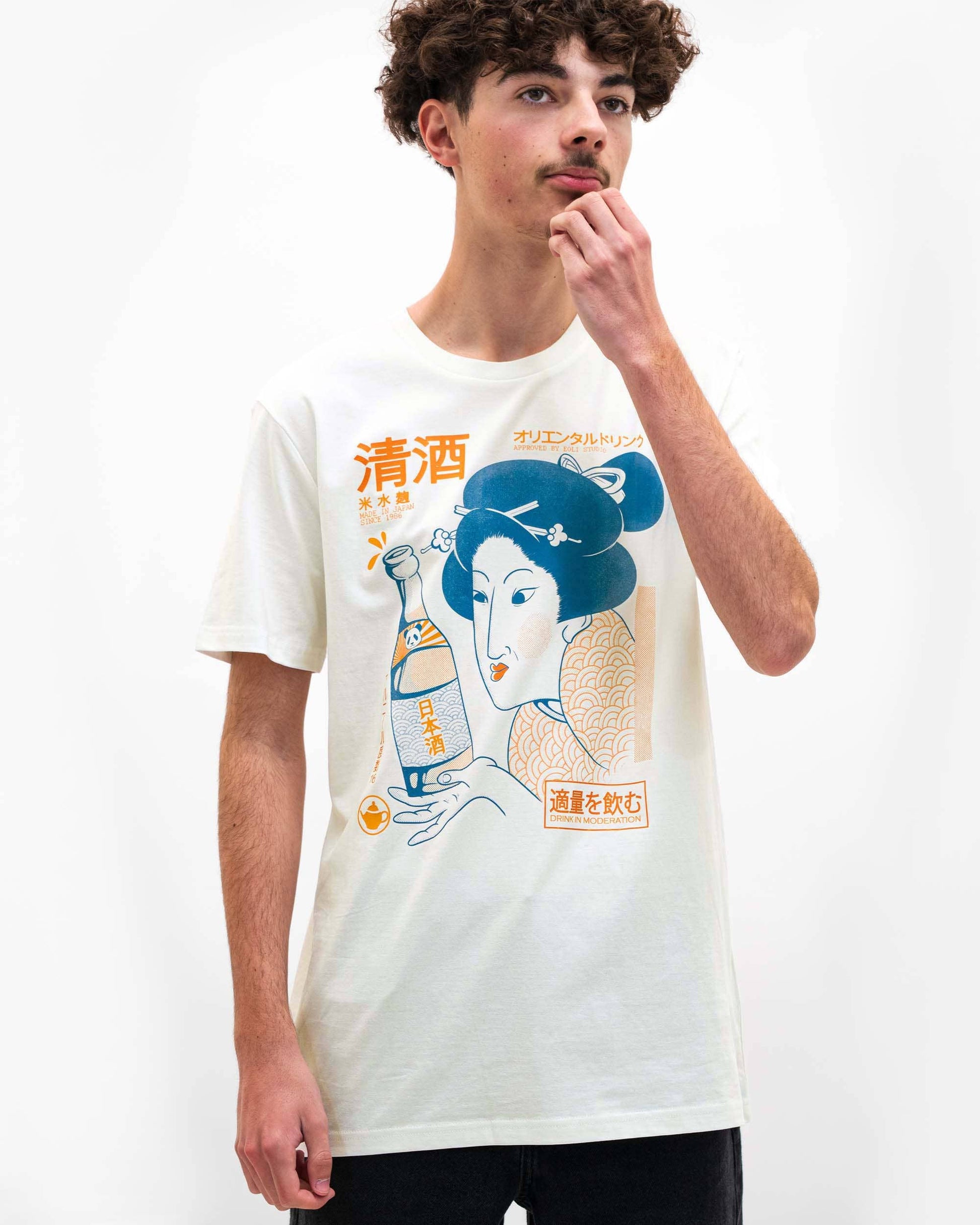 T-shirt Sake Geisha con stampa giapponese
