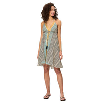 Abito corto estivo boho in cotone con scollo a V