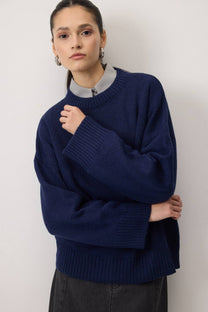 Maglione basic girocollo in misto cashmere