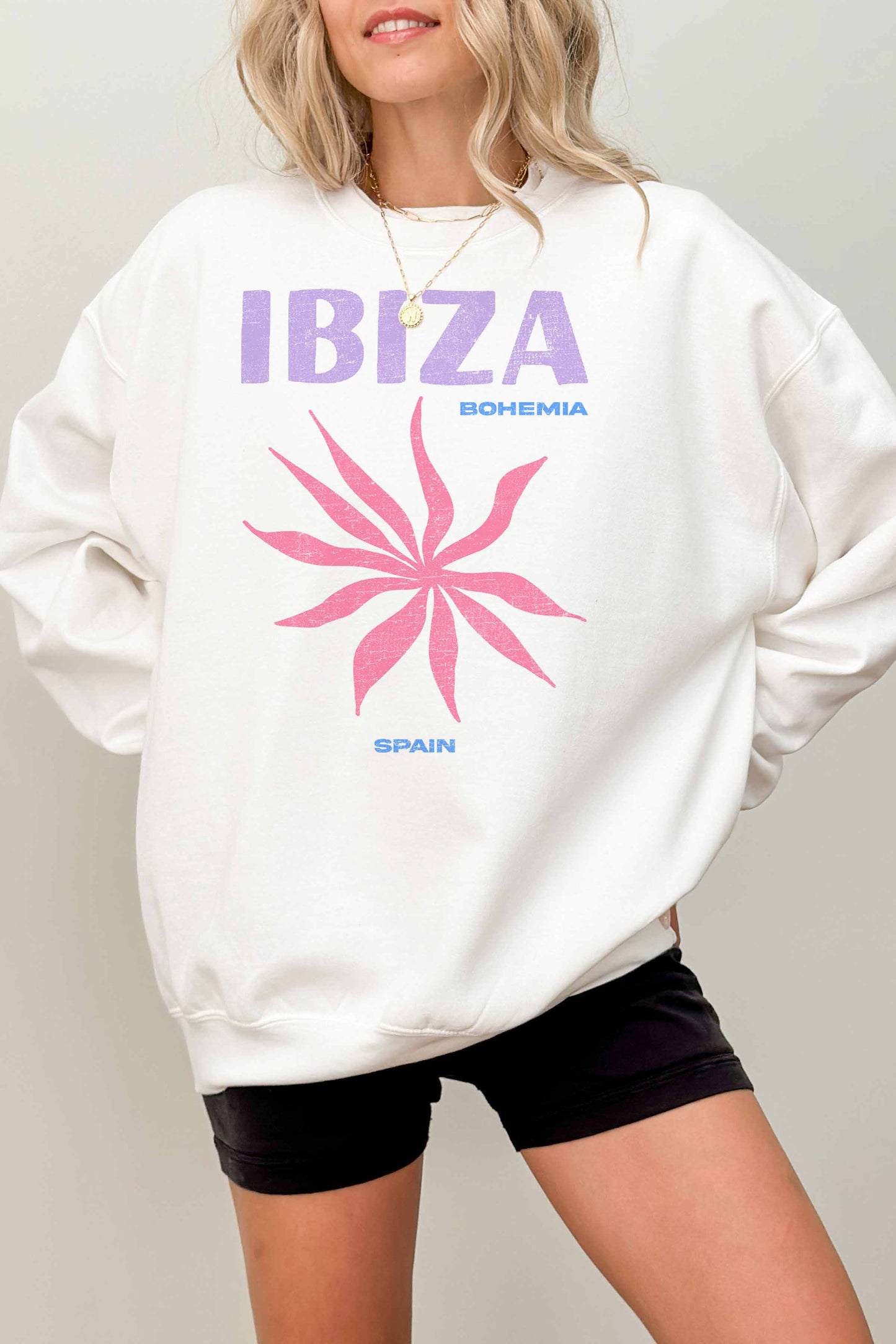 Felpa oversize con stampa Ibiza
