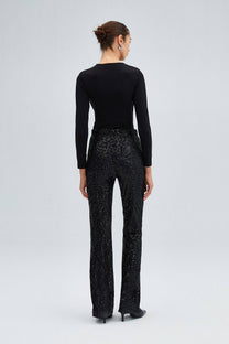 Body drappeggiato stretch a manica lunga con scollo incrociato