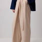Pantaloni beige a gamba larga con cintura avvolgente