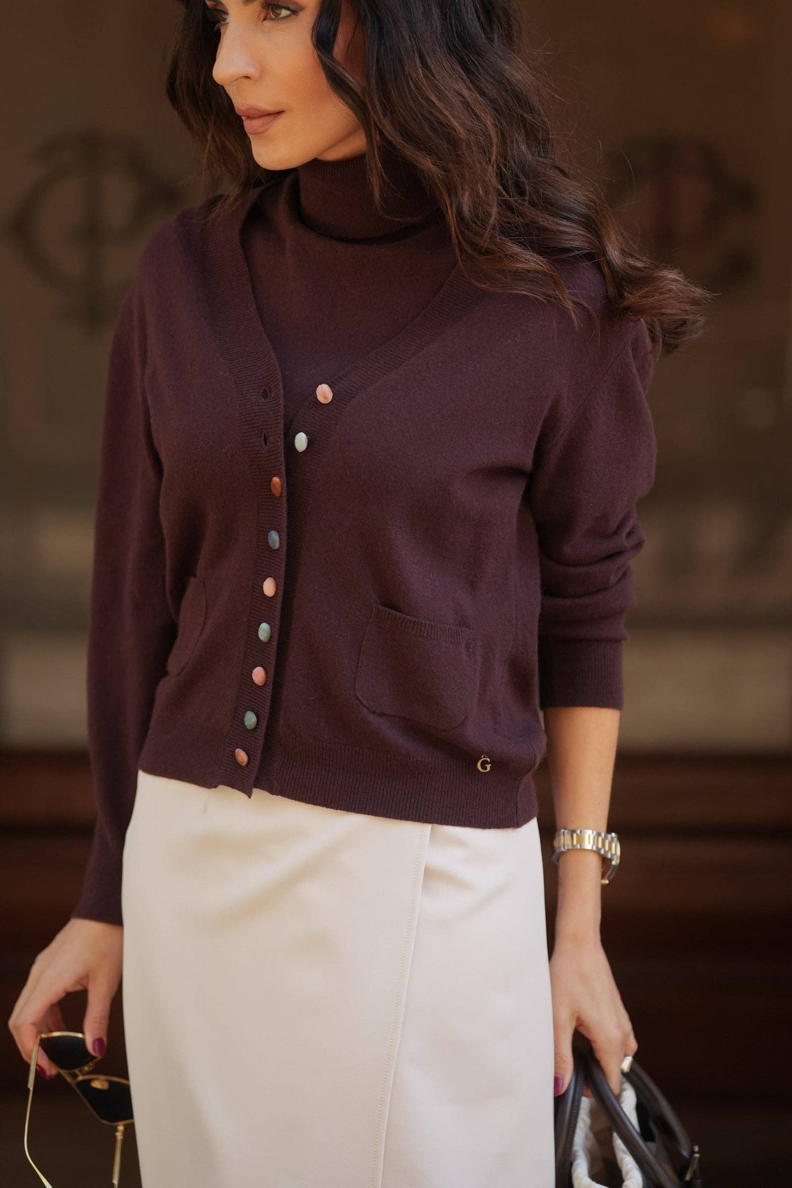 Cardigan in maglia con bottoni multicolore