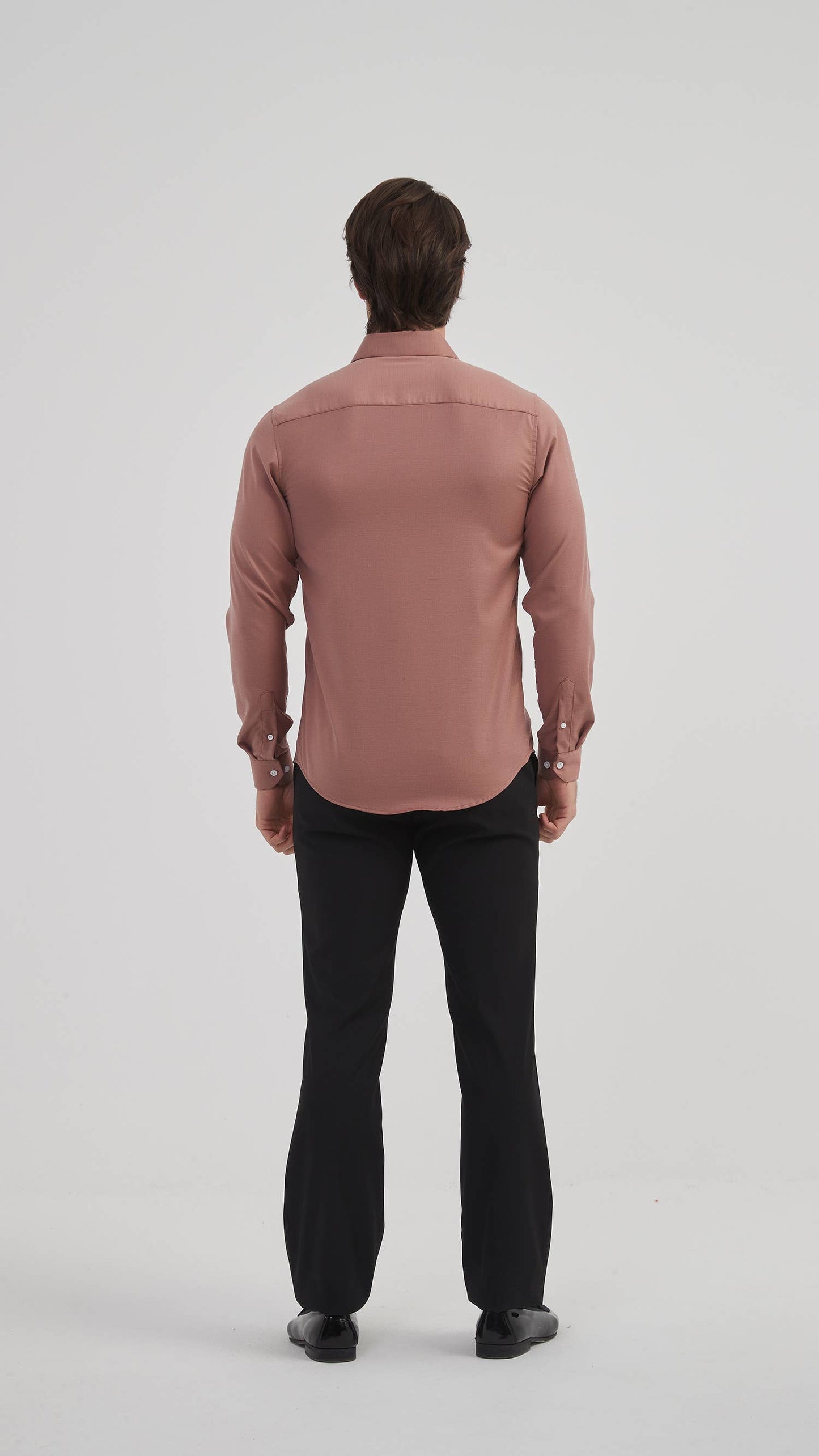 Camicia in bambù terracotta slim fit