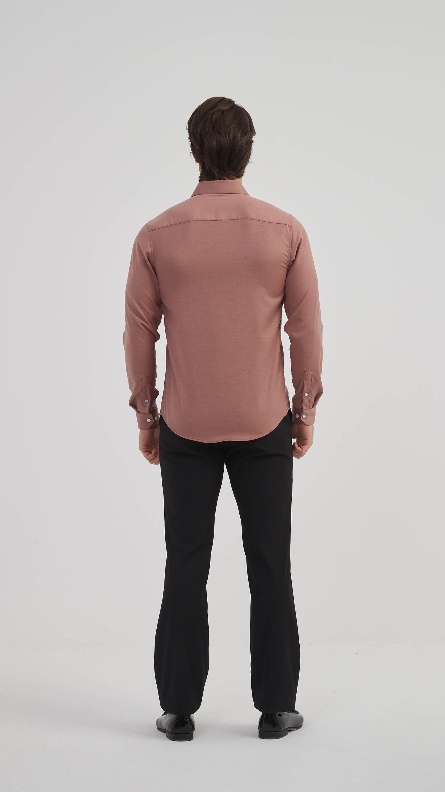 Camicia in bambù terracotta slim fit