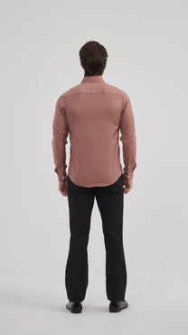 Camicia in bambù terracotta slim fit