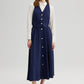 Completo gilet e gonna midi blu navy