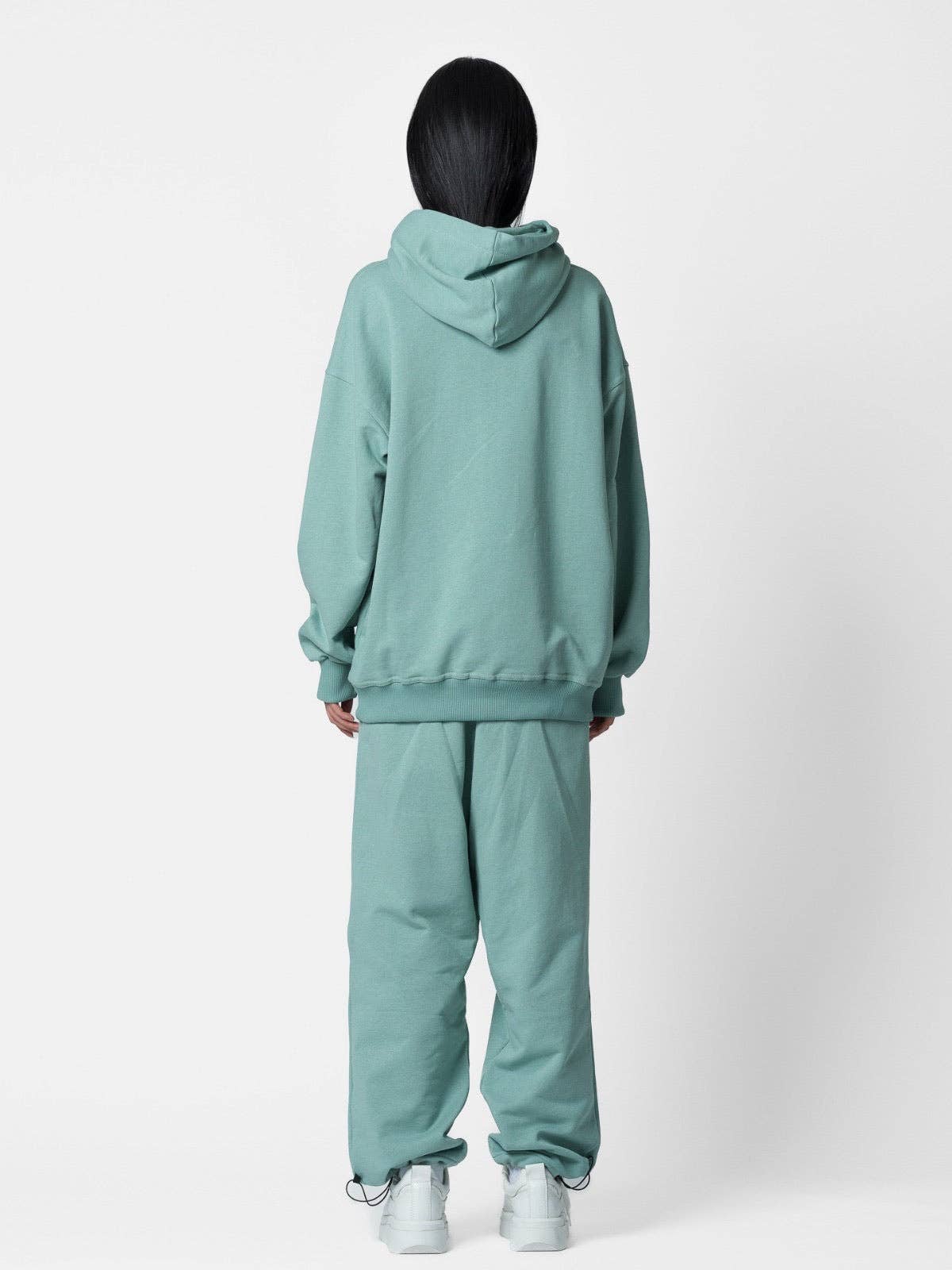 Felpa con cappuccio regular salvia in cotone con logo