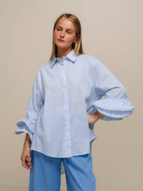 Blusa a righe con volant rinforzati