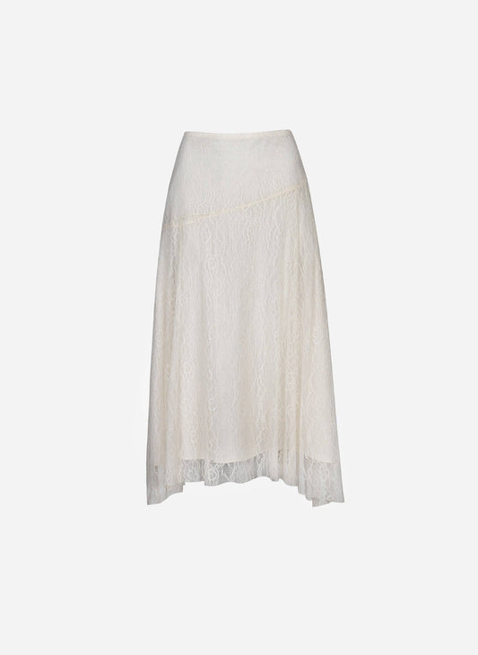 Gonna midi Juney in pizzo écru
