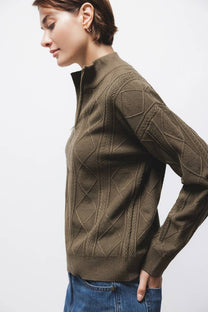 Maglione strutturato con zip al collo