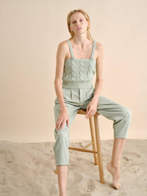 Pantaloni in twill con spille decorative