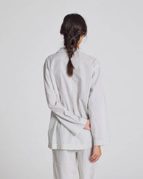 Camicia Nora in cotone biologico a righe blu denim