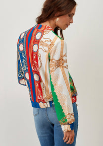Bomber multicolor con stampa catene
