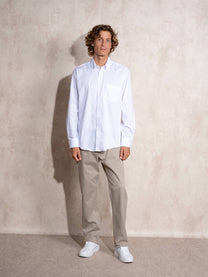 Camicia in popeline di cotone con colletto button-down