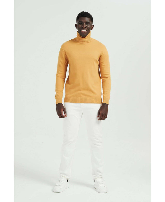 Maglione dolcevita Cashmere Touch color senape