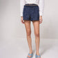 Shorts effetto tweed con catena